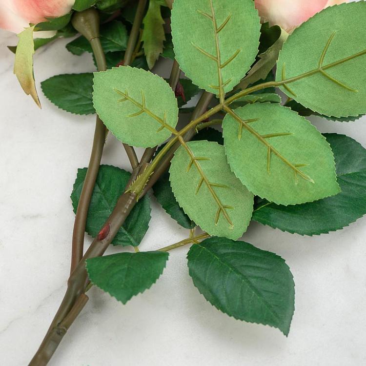 Искусственная роза Флорибунда светло-розовая Floribunda Rose Branch Light Pink 60 cm