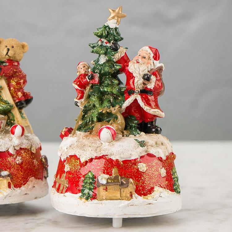 Набор из двух музыкальных статуэток Мишка и Санта Set Of 2 Music Boxes Bear And Santa 16 cm