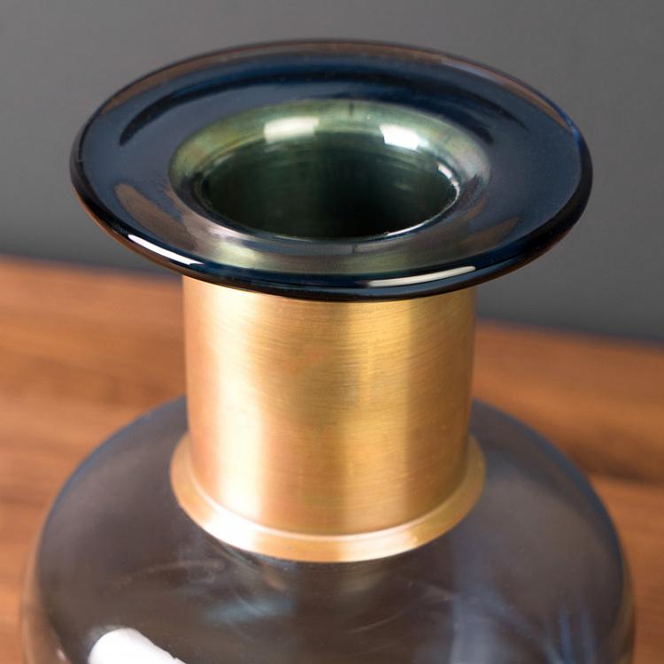 Синяя ваза с золотым горлышком Pharmacy Bottle With Gold Detail Blue