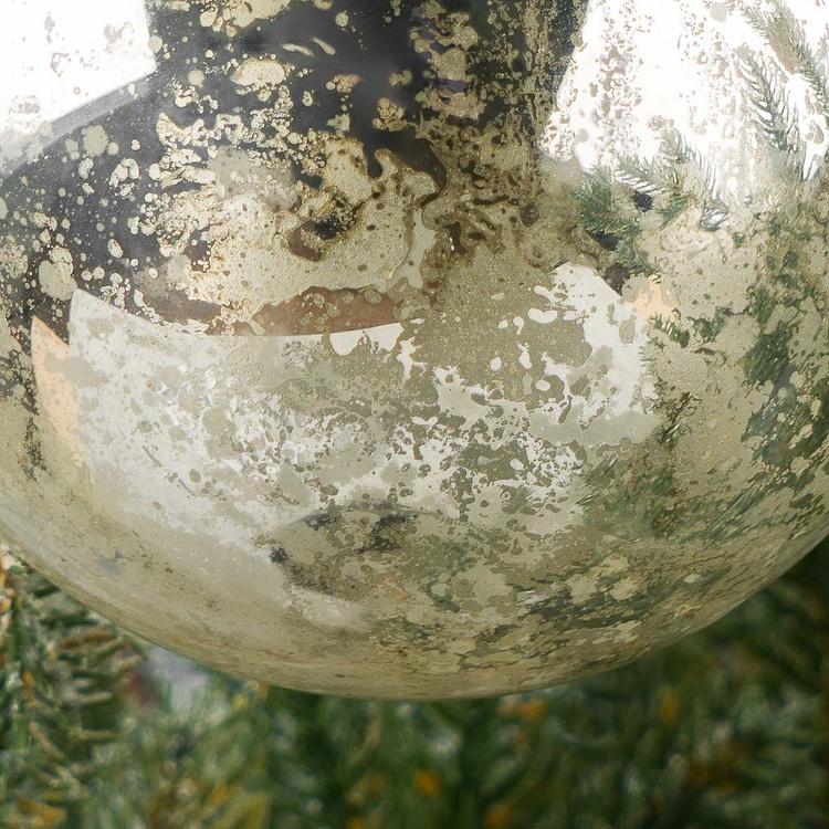 Ёлочный шар со звездой Xmas 4 Inches Antique Silver Top Star 10 cm