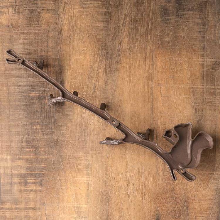 Настенная вешалка для одежды Белка на ветке Coat Holder Squirrel On Branch