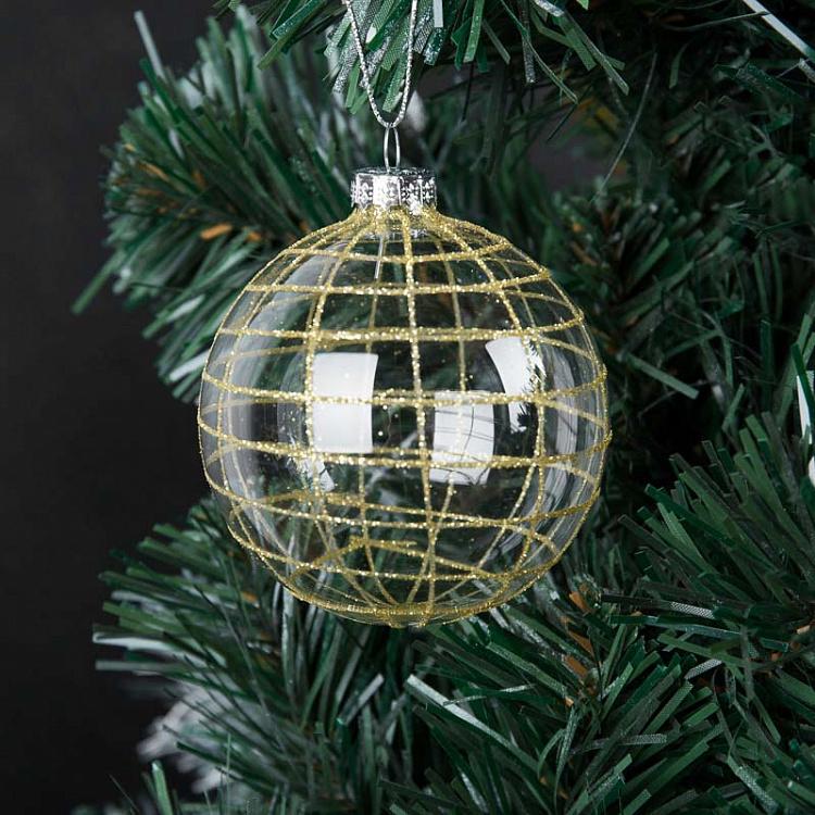 Ёлочный шар Золотая клетка Ball Gold Cage 8 cm