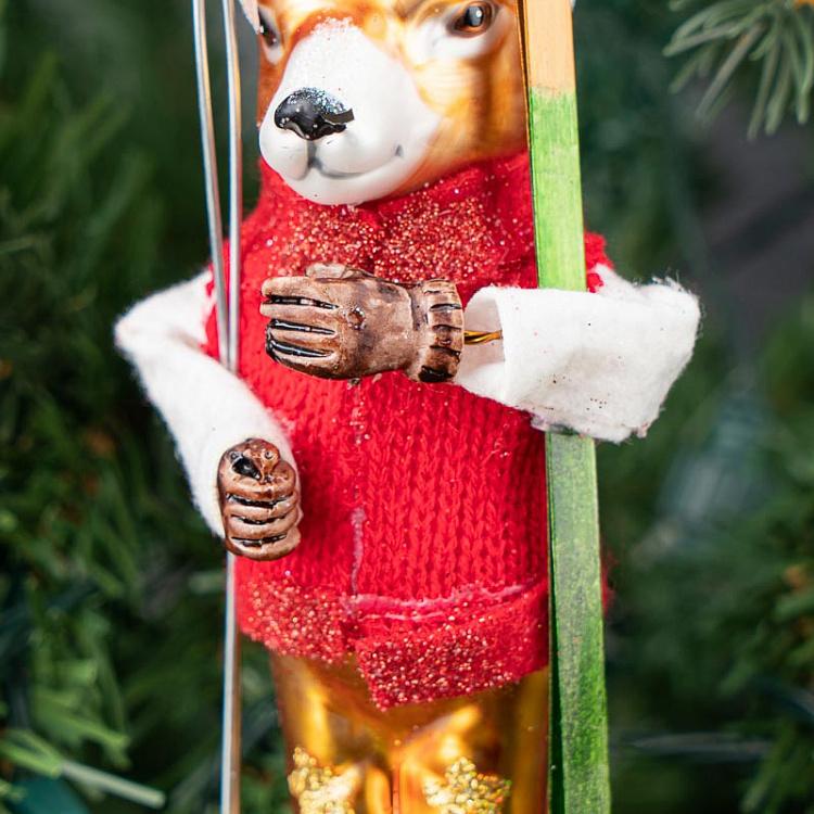 Ёлочная игрушка Олень с лыжами 1 Glass Hanger Ski Elk 1 18 cm