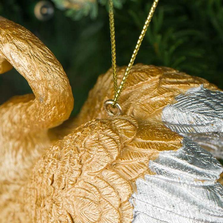 Ёлочная игрушка Лебедь с короной Metall Swan With Crown Champagne 9,5 cm