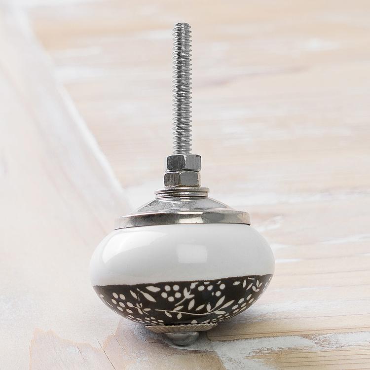 Керамическая мебельная ручка Чёрный луг Black Meadow Round Ceramic Knob