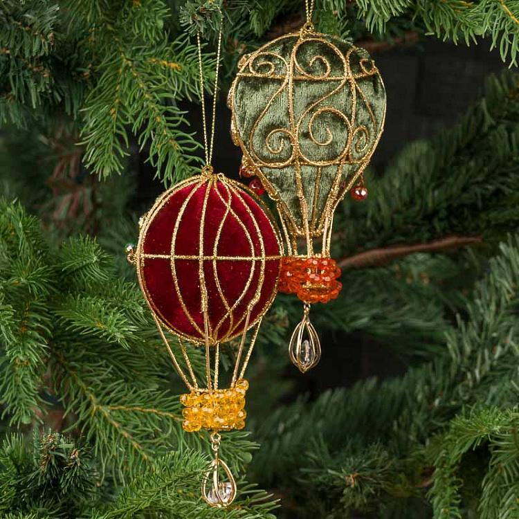 Набор из двух ёлочных игрушек Воздушные шары Set Of 2 Hot Air Balloons 17 cm