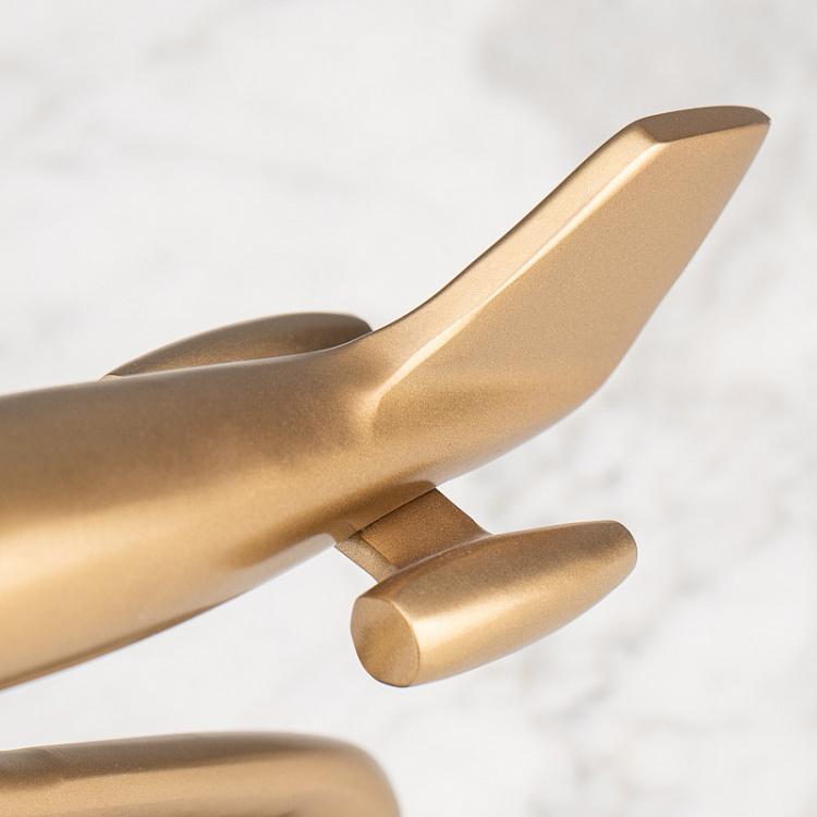 Статуэтка Самолет золотого цвета на подставке Golden Plane On Base