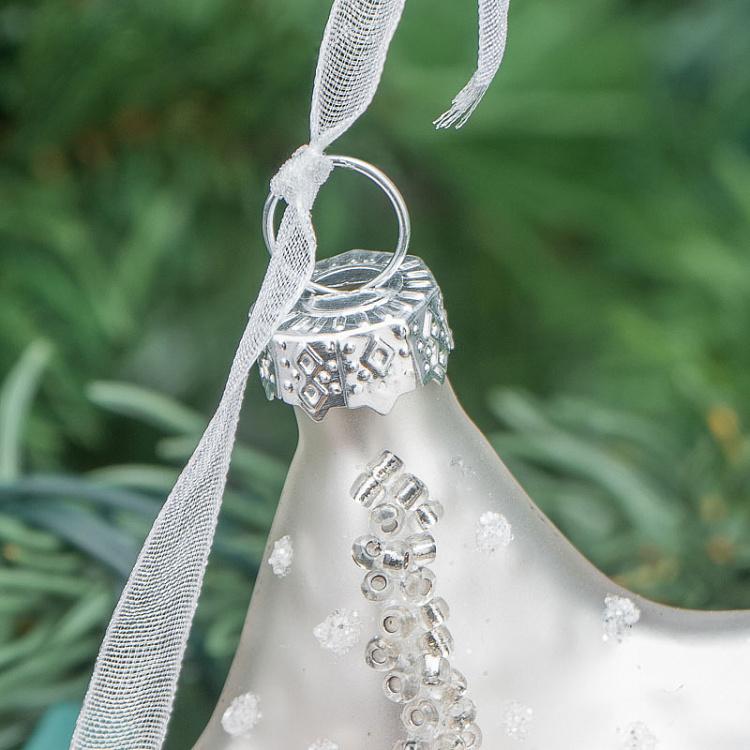 Ёлочная игрушка Бело-розовые морские звёзды Glass Glitter Dangle Starfish White/Pink 8,5 cm