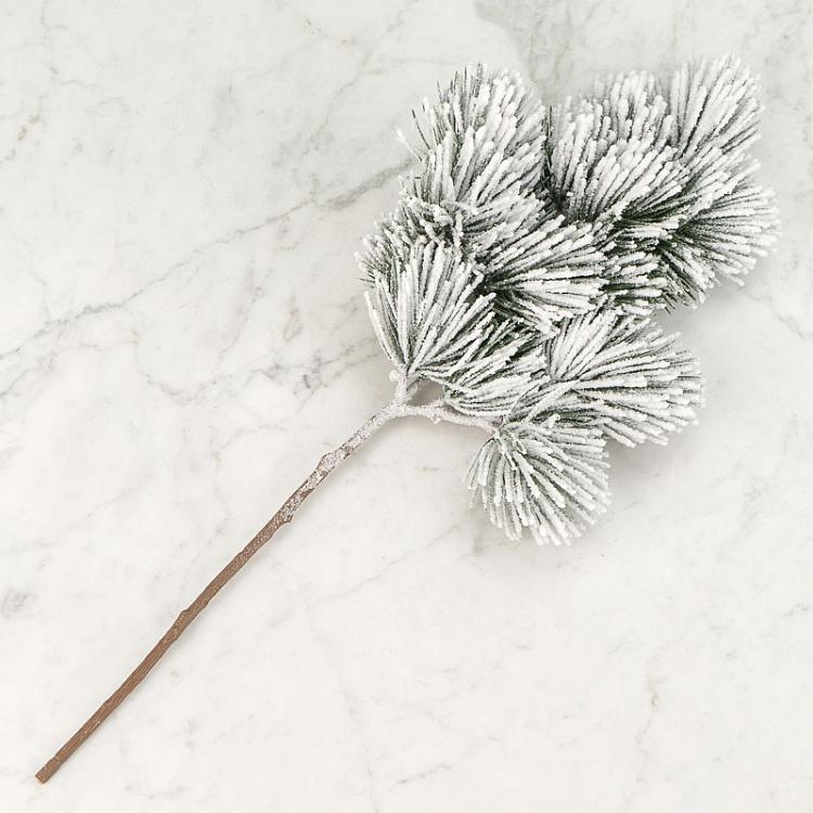 Новогоднее украшение Заснеженная сосновая ветка Snow Pine Stem Green White 58 cm
