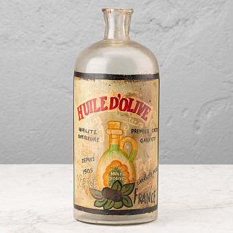 Handpainted Glass Bottle Huile D'Olive