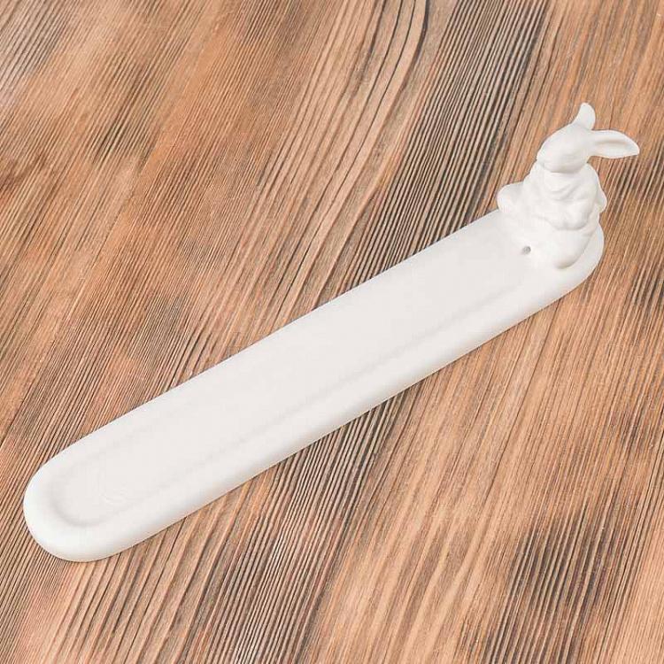 Подставка для благовоний цвета слоновой кости Медитирующий кролик Meditating Rabbit Incense Stand Ivory