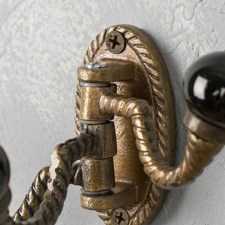Трёхрожковый крючок с чёрными наконечниками Верёвка Ceramic Knob Triple Rope Hook Black