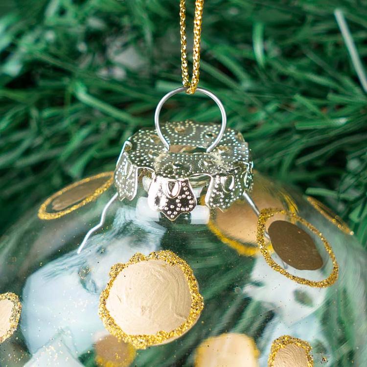 Ёлочная игрушка в золотой горох 3 Glass Dot Ball 3 Clear/Gold 5 cm