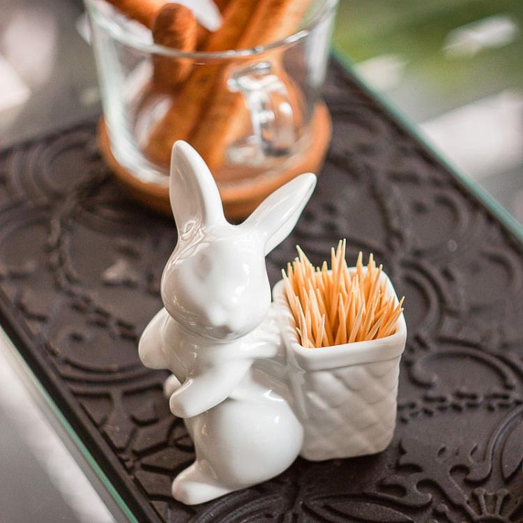 Подставка для зубочисток Кролик с туеском Rabbit With Box Toothpick Holder
