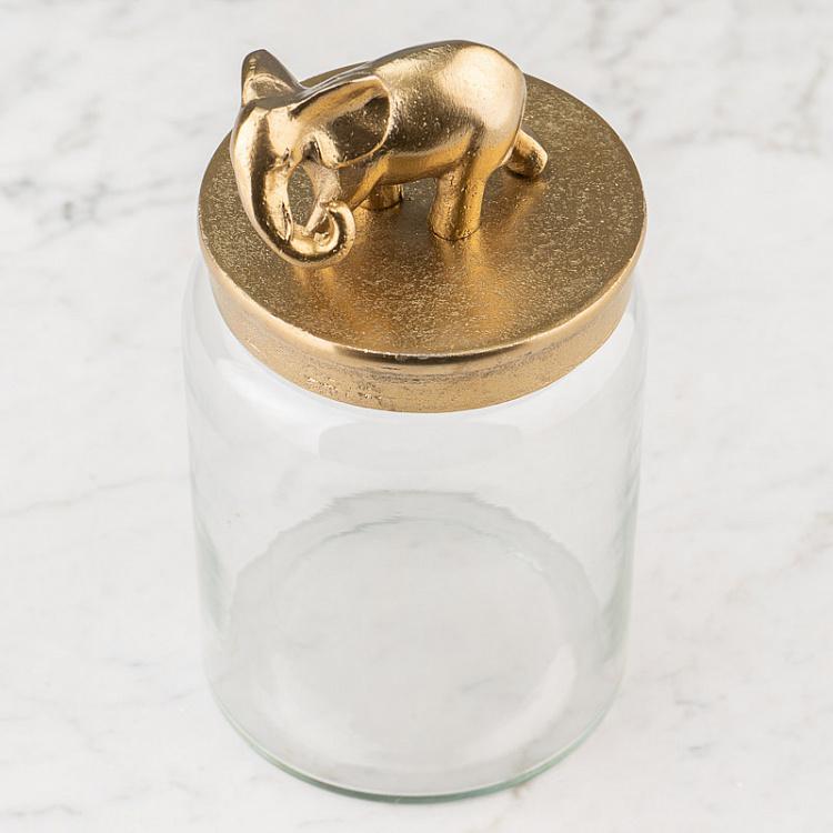 Ёмкость для хранения Золотой слон Decorative Jar With Elephant Figure Gold