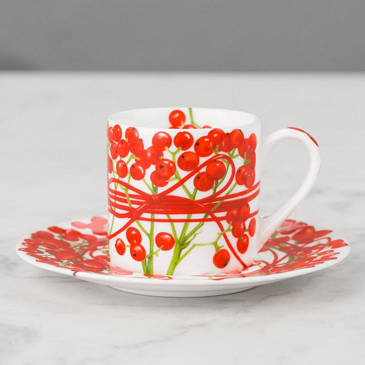 Кофейная пара Красная нить ягоды Fil Rouge Bacche Coffee Cup And Saucer