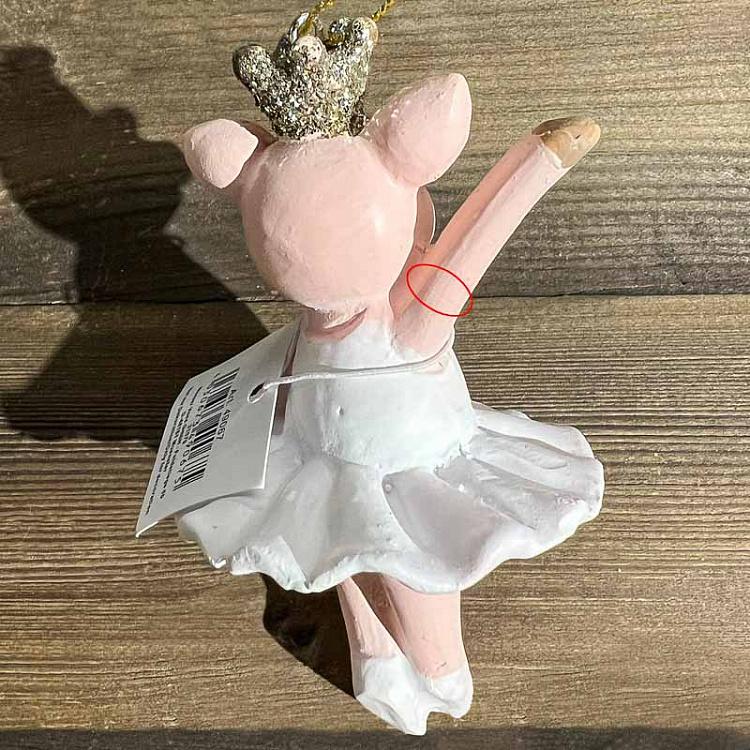 Ёлочная игрушка Танцующая свинка в короне дисконт Hanger Dancing Pig With Crown 10 cm discount