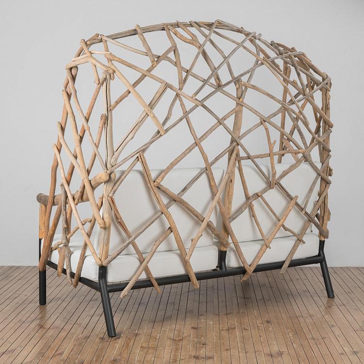 Двухместный диван Аутлайн c подушками F243G Outline Driftwood 2 Seater Wing Chair With Cushions