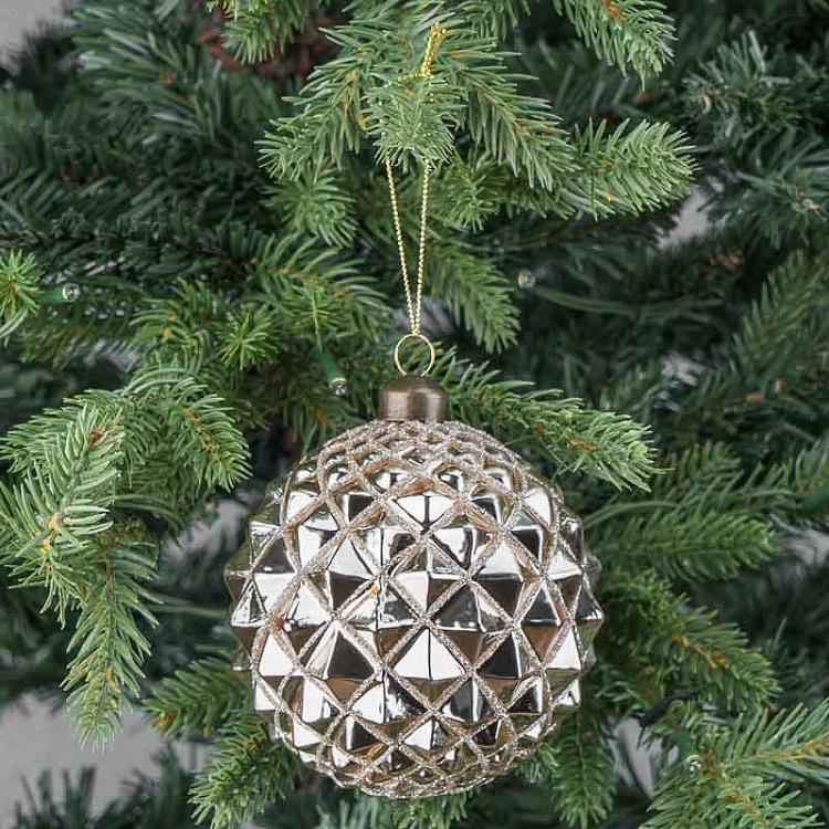 Ёлочная игрушка Золотой шар с узором сколов Chipped Ball Gold 10 cm