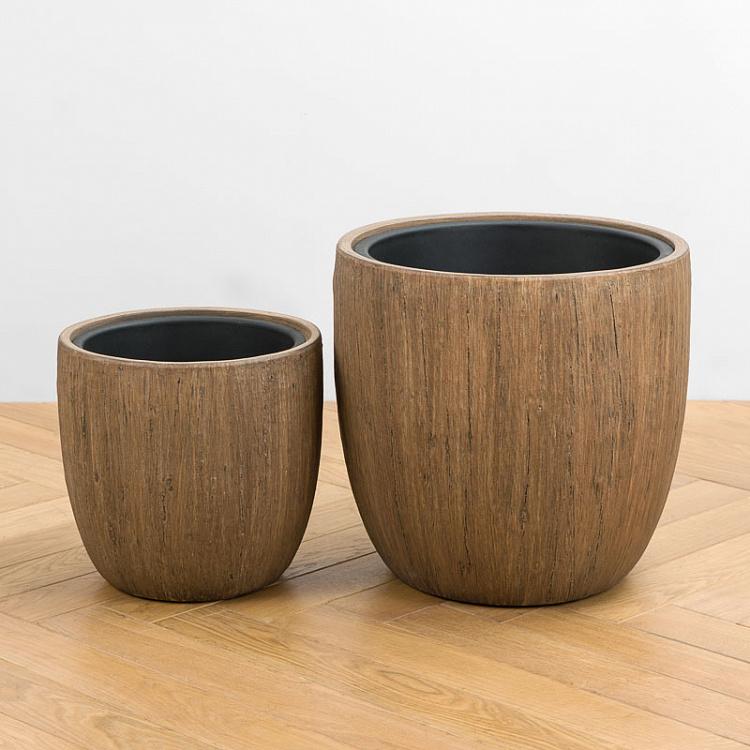 Кашпо-чаша Эффектори светлый дуб, M Effectory Wood Bowl Pot Light Oak Medium