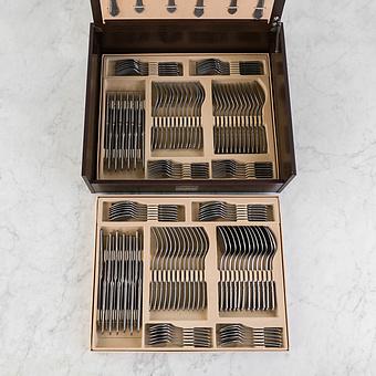 Набор из 126-ти столовых приборов Set Of 126 Cutlery Pieces Settecento Stone Washed Wooden Box