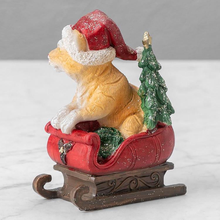 Новогодняя фигурка Рождественский тигр в санях Xmas Tiger In Sleigh Red/Orange/Green