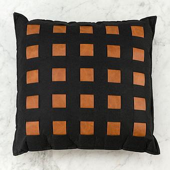 Black Felt And Faux Leather Cushion