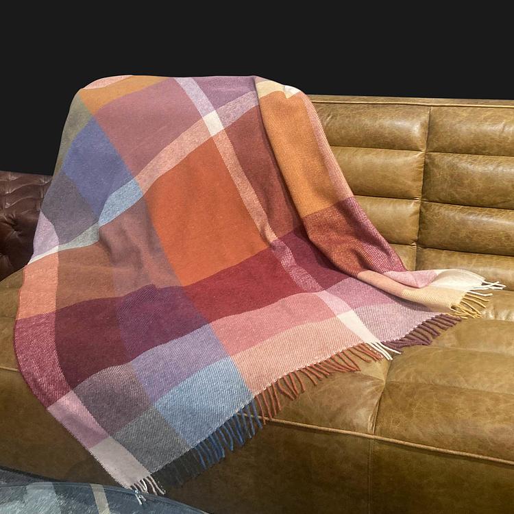 Шерстяной плед Арекипа в красную, коричневую и синюю клетку, 120x180 см Arequipa Plaid Red Brown Blue 120x180 cm