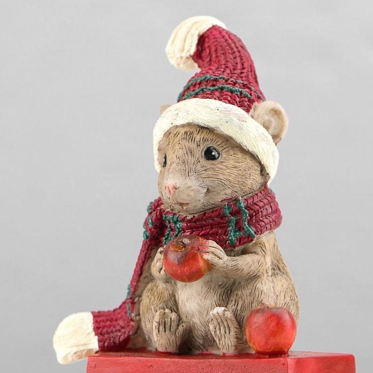 Новогодняя фигурка Мышка на календаре Xmas Mouse On Calendar Red 14,5 cm
