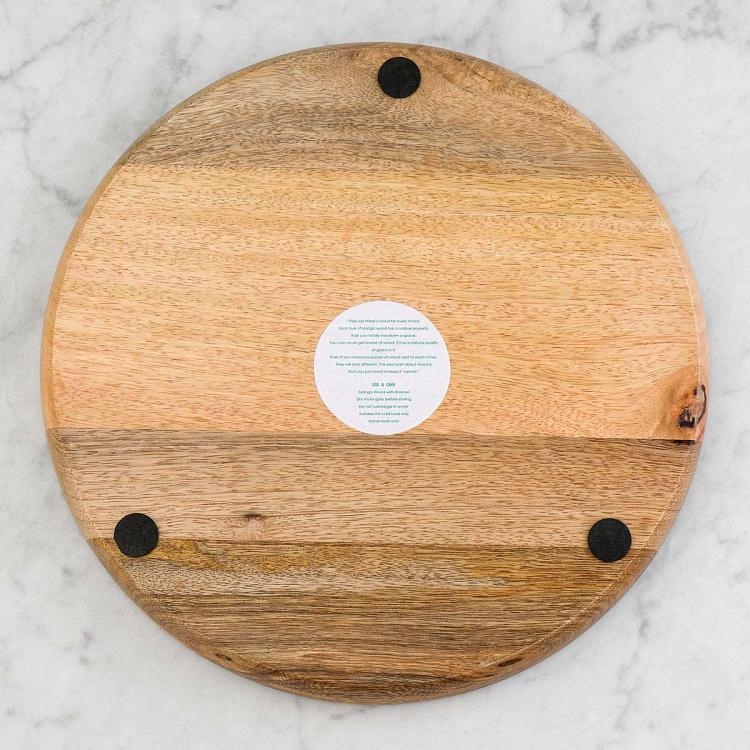 Круглая сервировочная тарелка из дерева манго Кораллы, S Coral Mango Wood Round Serving Plate Small