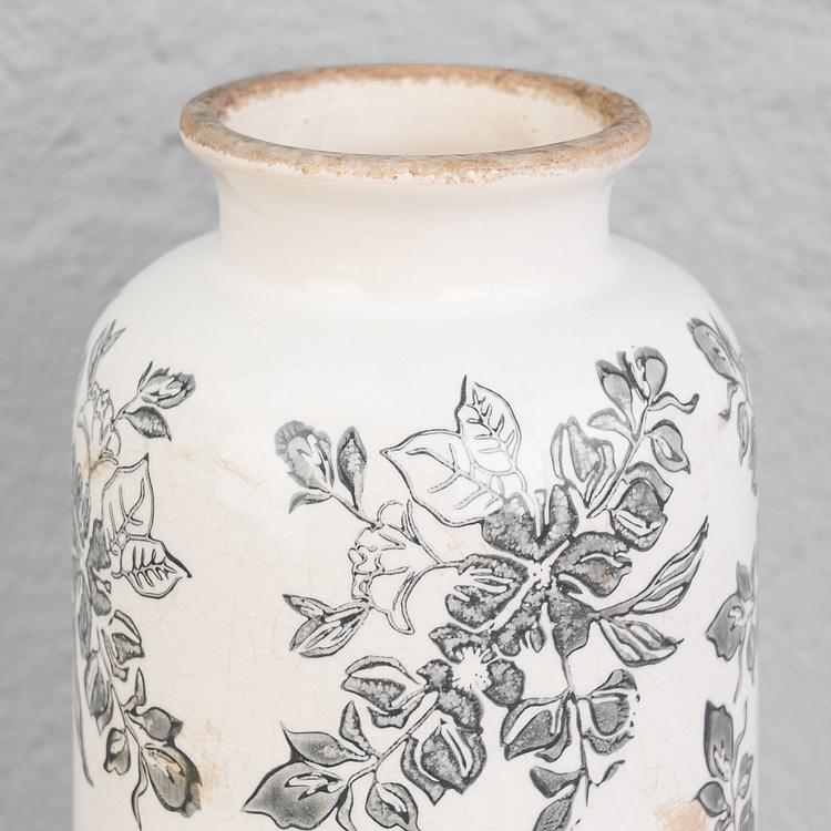 Ваза с узором из серых цветов, S Flower Vase Small Blue