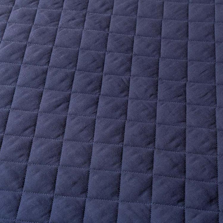 Комплект стеганых наволочек и покрывала синего цвета Хэмптон  Hampton Linen Quilted Bed Cover Set Deep Blue 240x260 cm