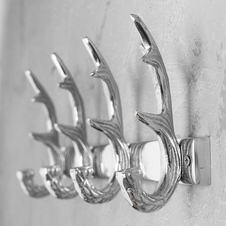 Четырёхместная настенная вешалка со стилизацией оленьих рогов Coat Rack Antlers 4 Hooks
