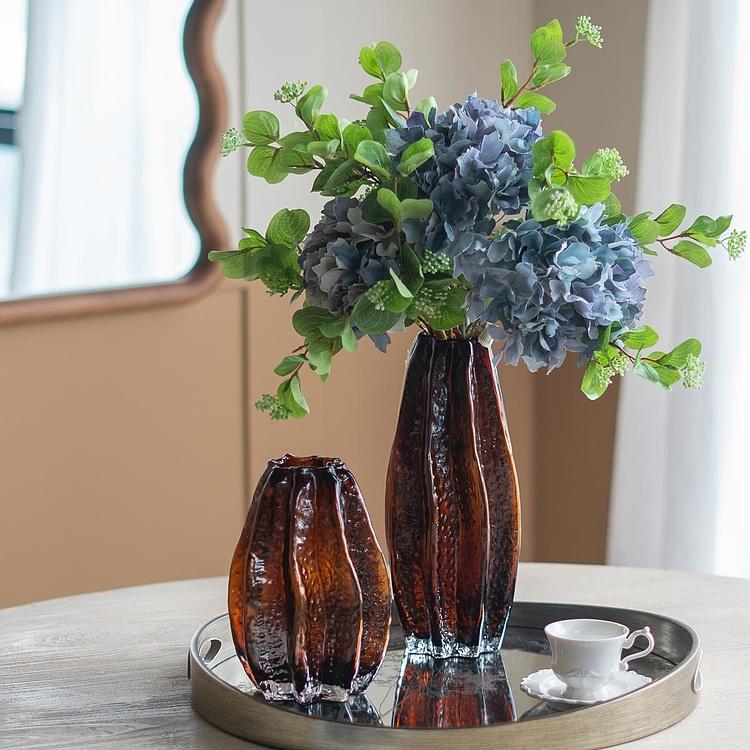 Ваза янтарного цвета Карамбола, L Carambola Shape Amber Glass Vase Large