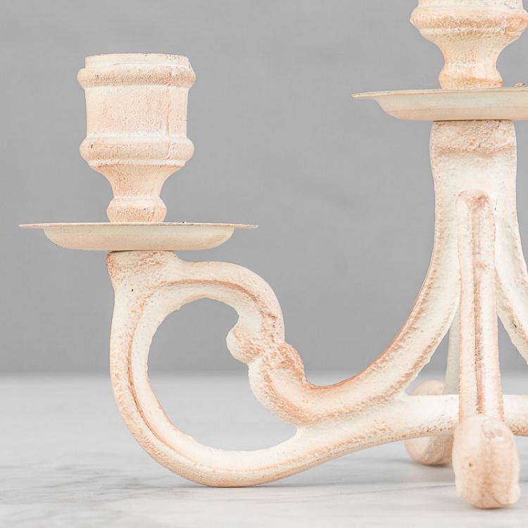 Подсвечник на три свечи цвета слоновой кости Candle Holder For 3 Candles Iron Antic Ivory