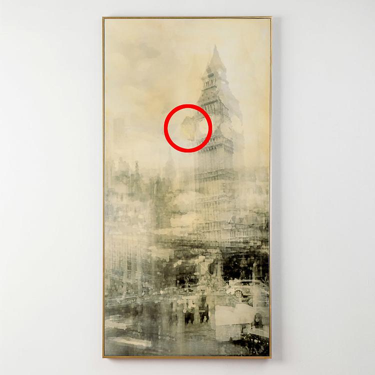 Картина-принт триптих Туманный город дисконт Set Of 3 Prints With Gold Frame Foggy City discount