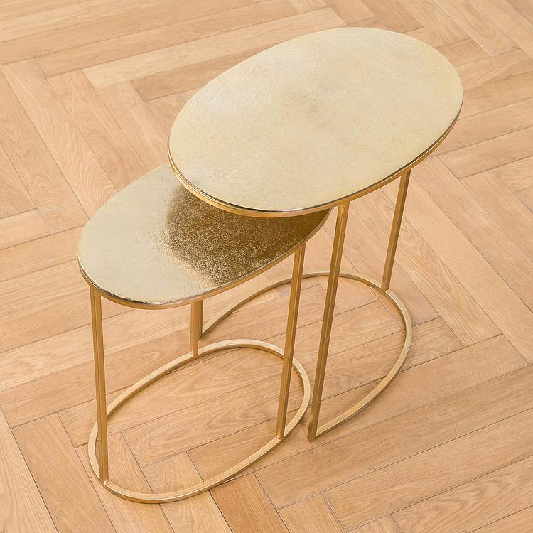 Комплект из двух журнальных столиков золотистого цвета Set Of 2 Side Tables Gold