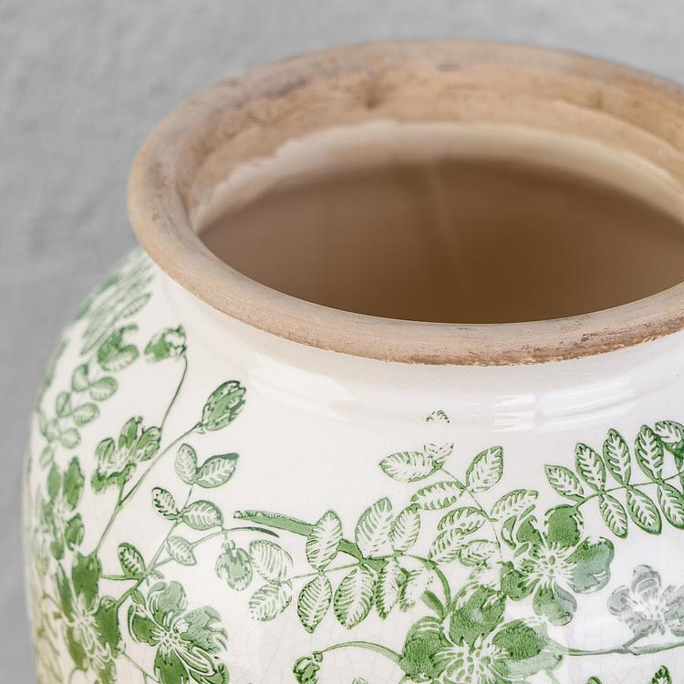 Ваза с узором из зелёных цветов, L Flower Vase Large Green
