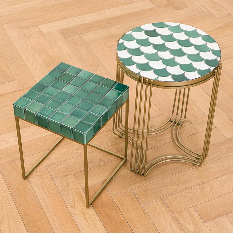 Прикроватный столик со столешницей из керамической плитки Порту Porto Side Table Ceramic Tiles