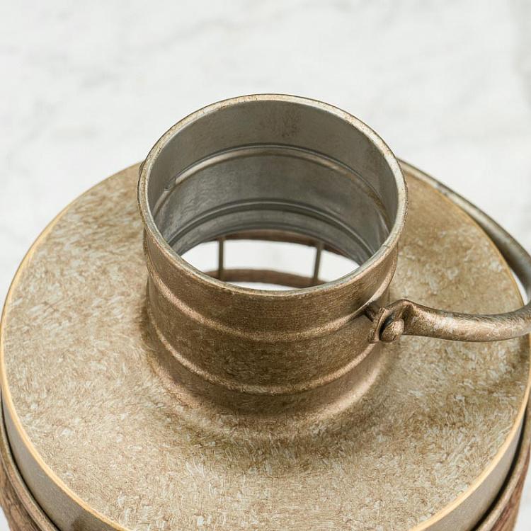 Подсвечник из состаренного металла в виде фонаря Aged Copper Metal Lantern