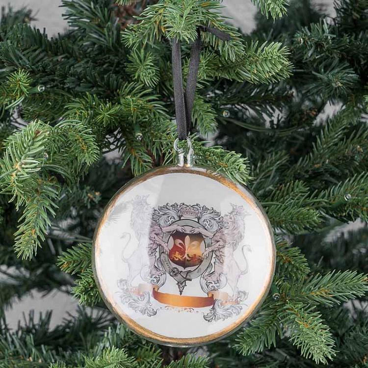 Ёлочная игрушка Белый медальон с гербом Medallion With Coat Of Arms White 12 cm