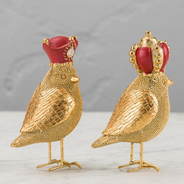 Набор из двух статуэток Золотые королевские птицы Set Of 2 Figurines Royal Bird Gold Red