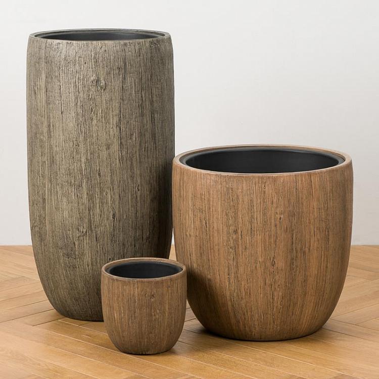 Кашпо-чаша Эффектори светлый дуб, S Effectory Wood Bowl Pot Light Oak Small