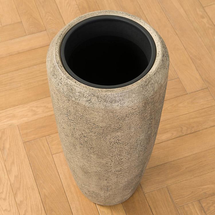 Высокое серо-коричневое кашпо-конус Эффектори Вулкан, L Effectory Volcano High Cone Design Taupe Tuff Large