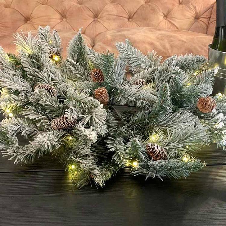 Новогоднее украшение с подсветкой Снег на ёлке, M 35 Led Light Flock Pine Snowflake Battery Operated 46 cm