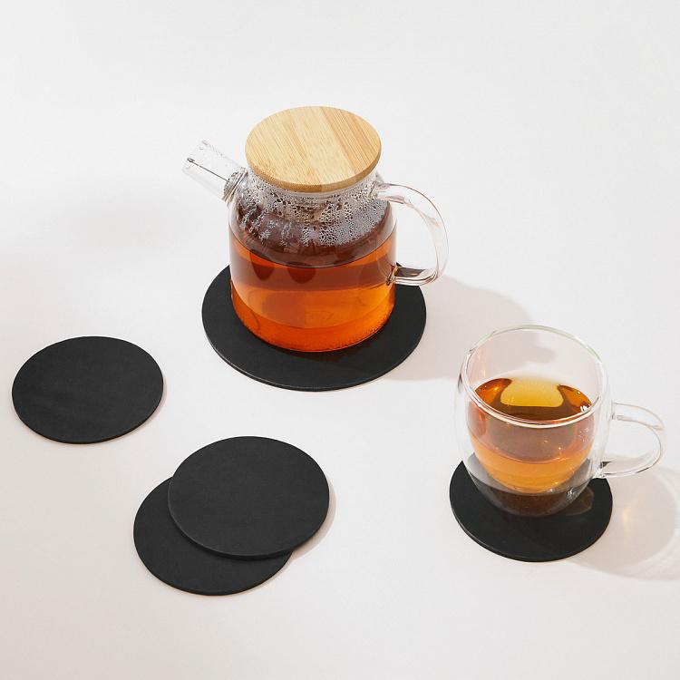 Набор из пяти круглых подставок под стаканы и чайник Нуар Олд Set Of 5 Round Coasters Noire Old