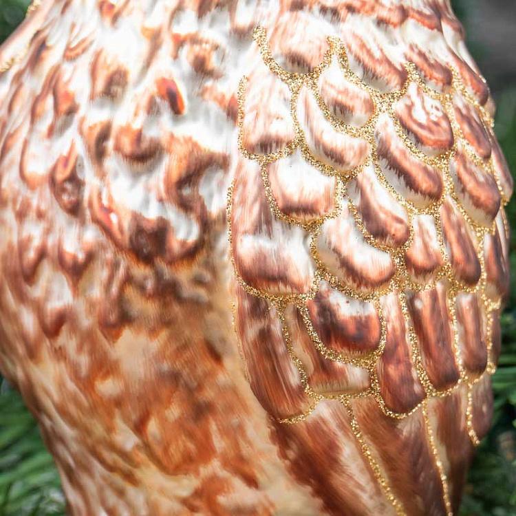 Ёлочная игрушка Стоящая коричневая сова Glass Standing Owl Brown 23 cm