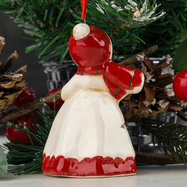 Новогодняя керамическая фигурка с подсветкой Ангел Ceramic White Angel With Lights 9 cm