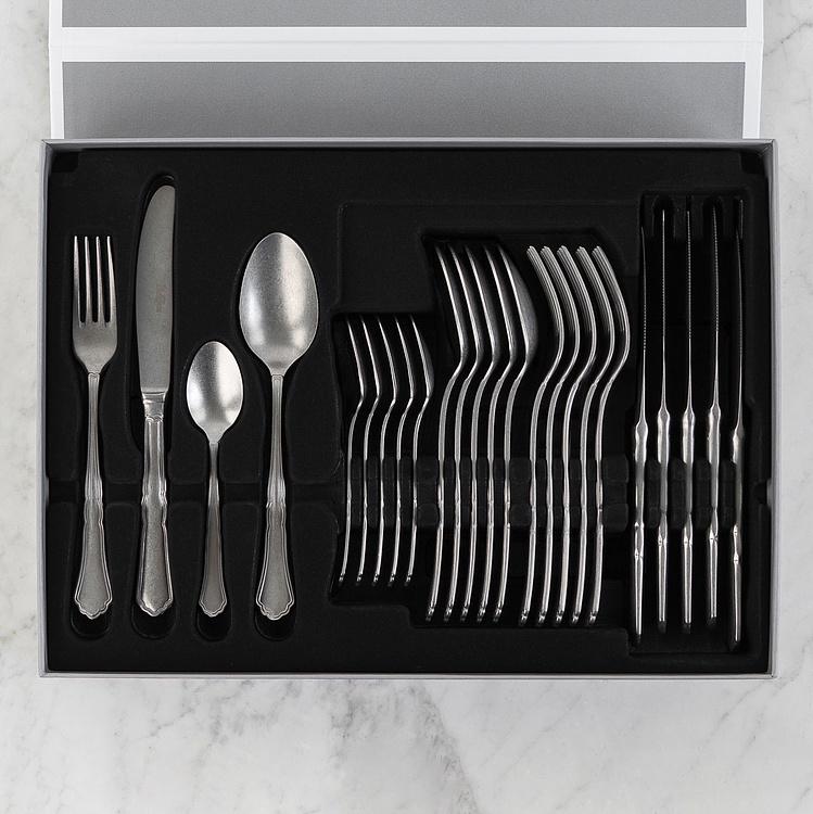 Набор из 24 столовых приборов на 6 персон по 4 предмета Сеттеченто Set Of 24 Cutlery Pieces Settecento Stone Washed