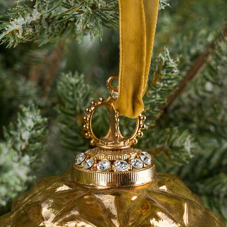 Ёлочная игрушка Рельефный шар красно-оранжевый, M Relief Aged Ball Red And Gold 10 cm